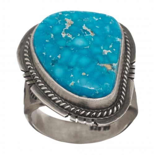 Navajo ring BA1211 for women in turquoise and mat silver - Harpo Paris