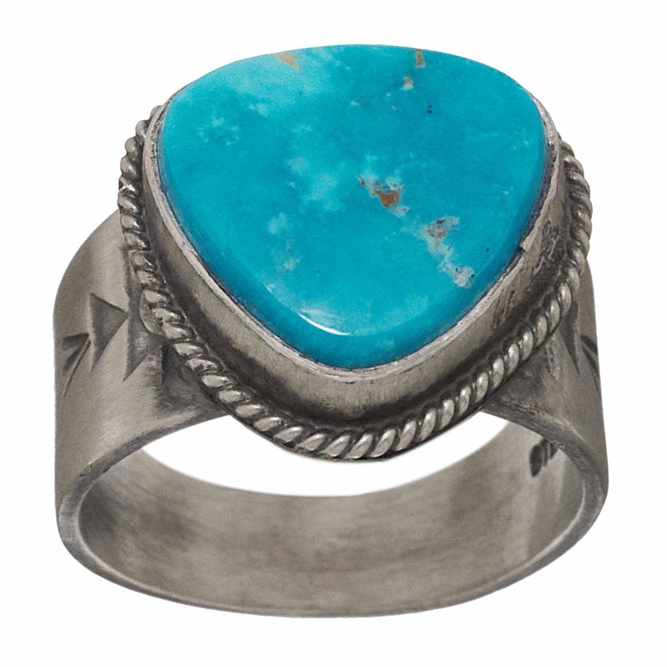 Navajo ring for men in turquoise and mat silver BA1213 - Harpo Paris