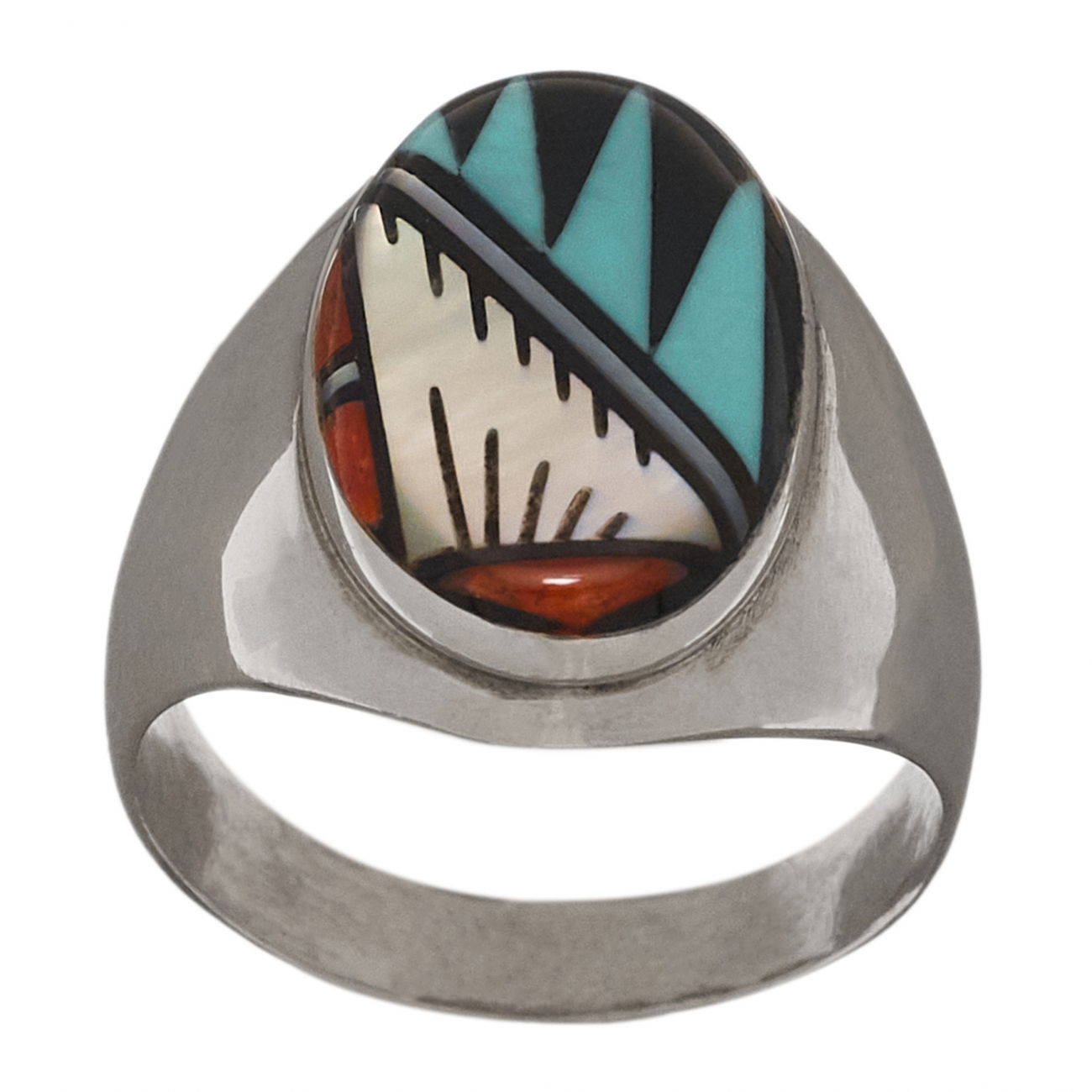 Zuni ring in inlay and silver, BA1223 - Harpo Paris