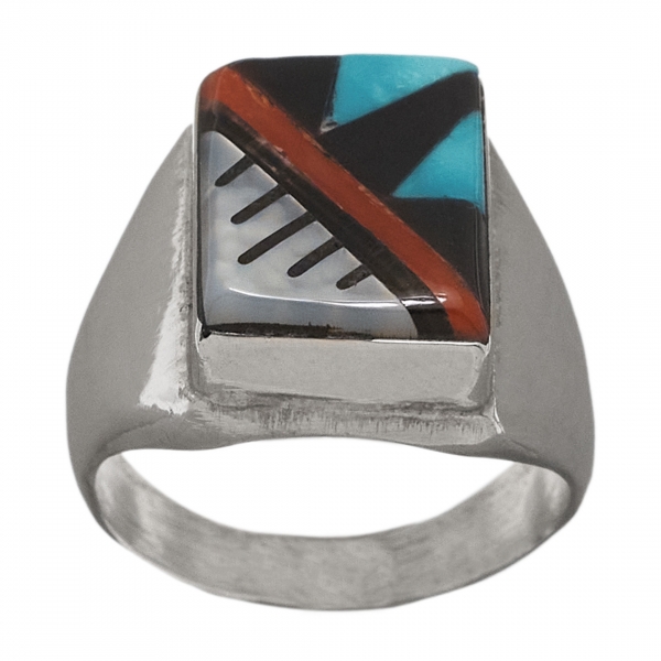 Zuni ring in inlay and silver for men BA1231 - Harpo Paris