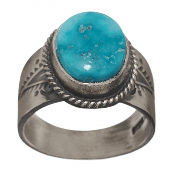 Navajo ring for men  BA1237 in turquoise and silver - Harpo Paris
