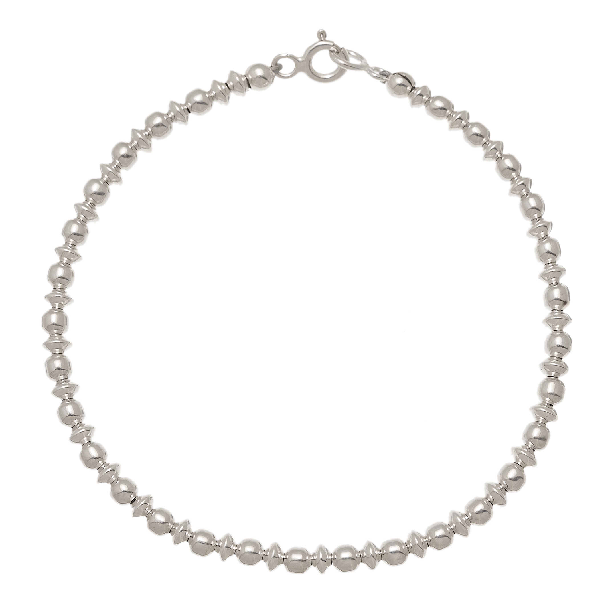 Bracelet Navajo BR716 en perles d'argent - Harpo Paris