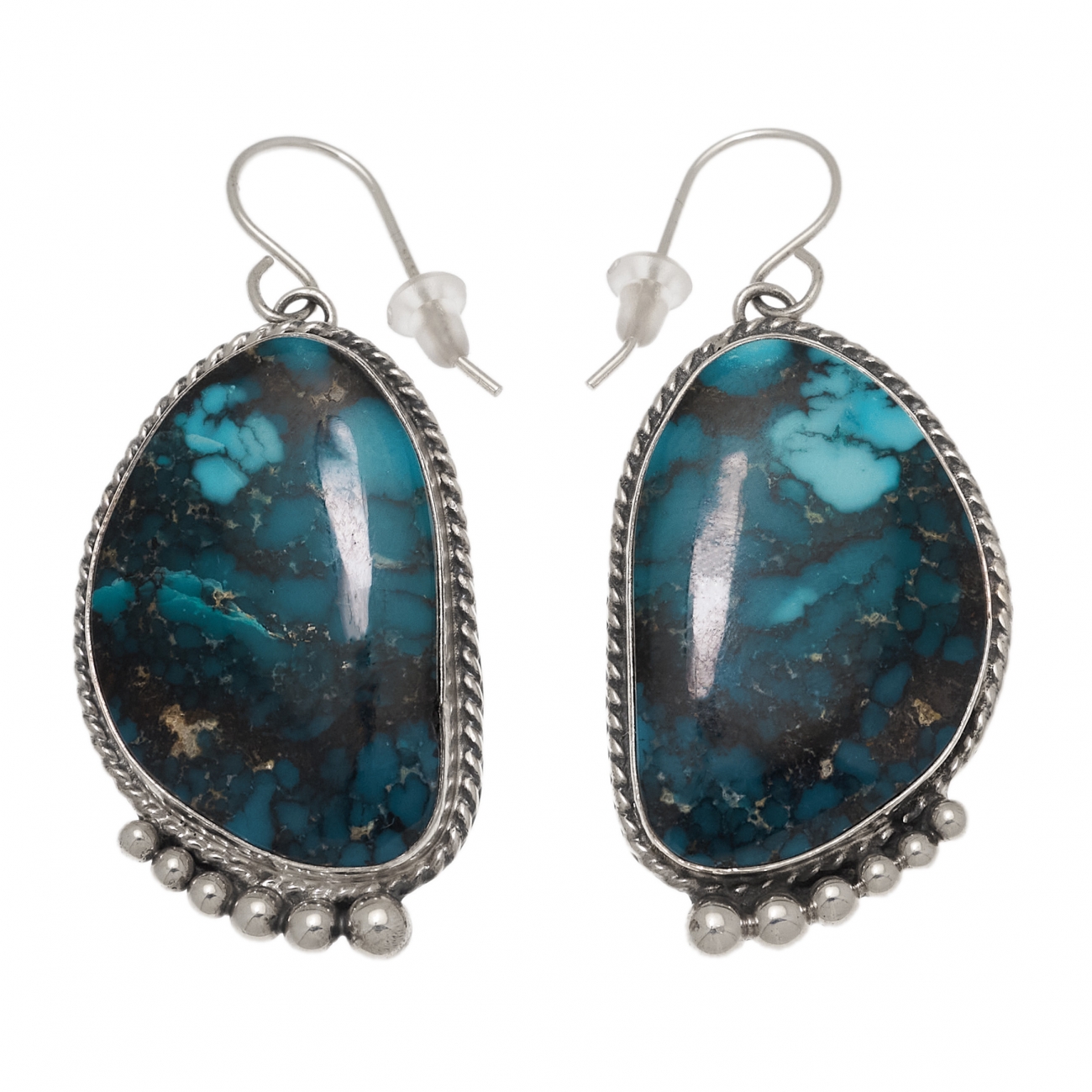 Harpo Paris earrings BO322 in turquoise and silver