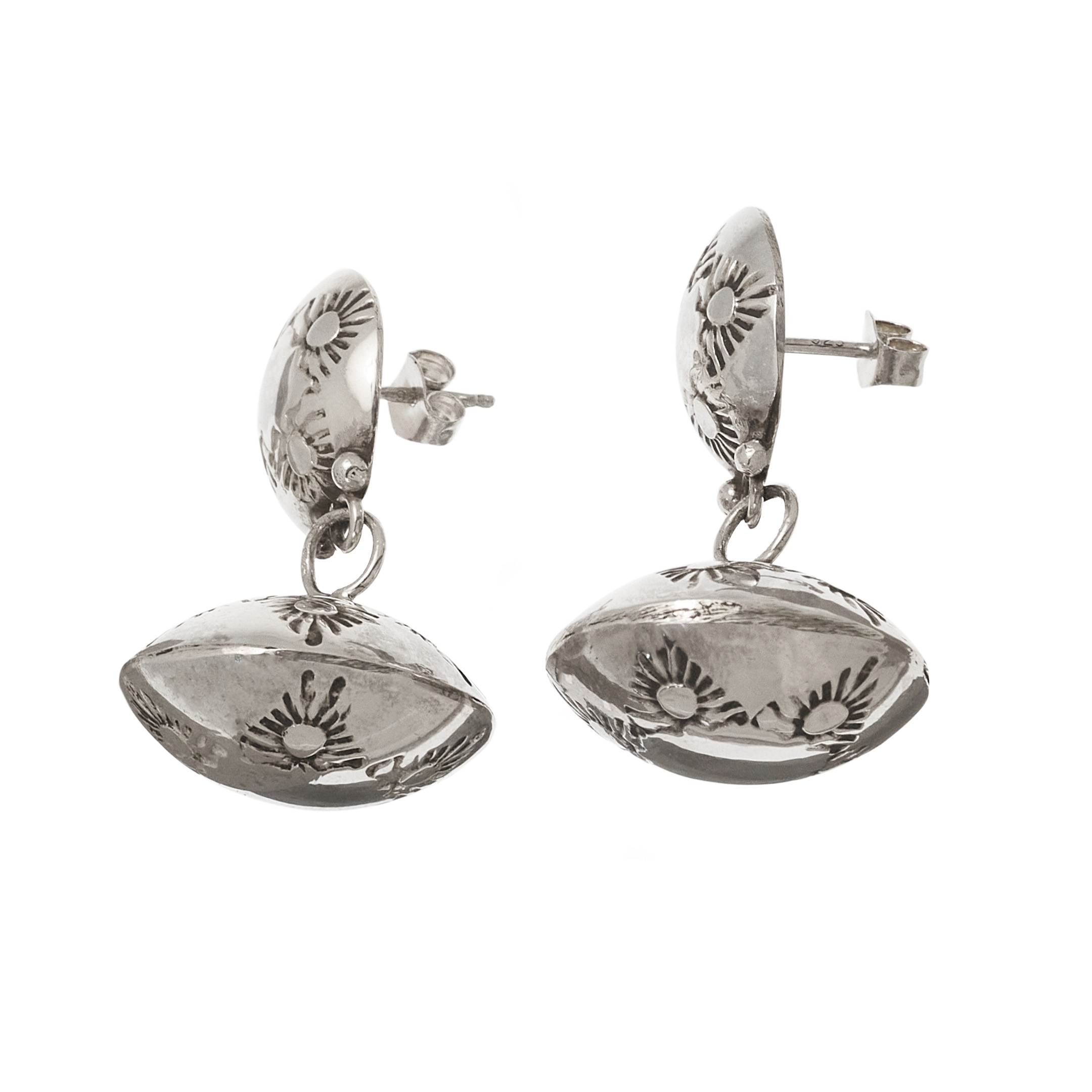 Navajo earrings in silver BO324 - Harpo Paris