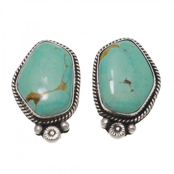 Navajo earrings BO326 in turquoise and silver - Harpo Paris