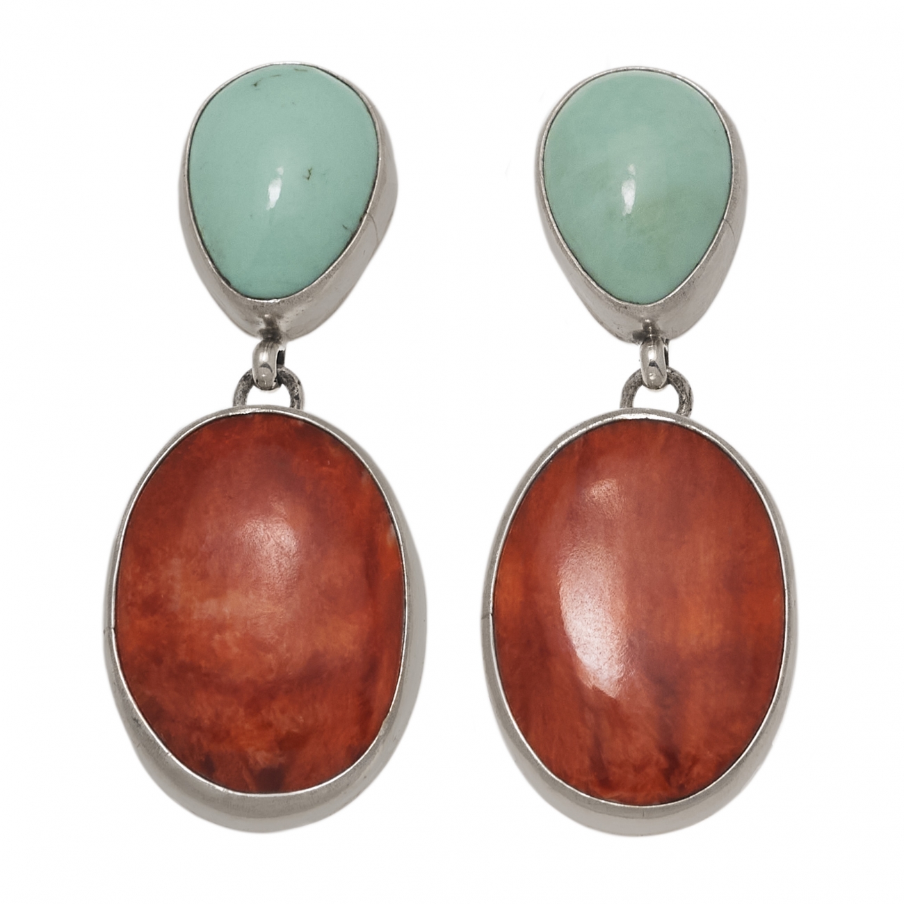 Boucles d'oreilles BO329 en turquoise et spondylus - Harpo Paris