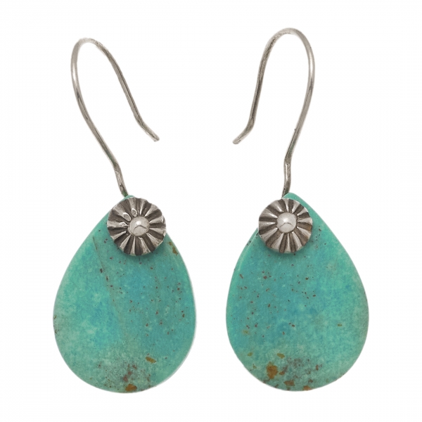 Navajo earrings BO334 slices of turquoise - Harpo Paris