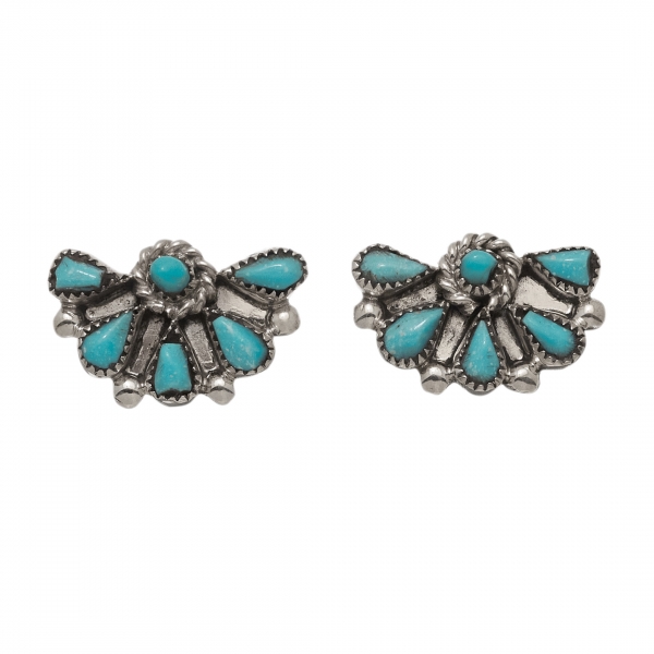 Zuni earrings BO335 in turquoise and silver - Harpo Paris