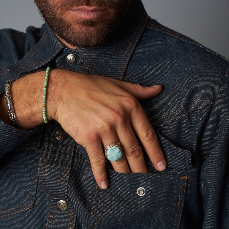 Navajo ring for men BA1196 in turquoise and silver - Harpo Paris
