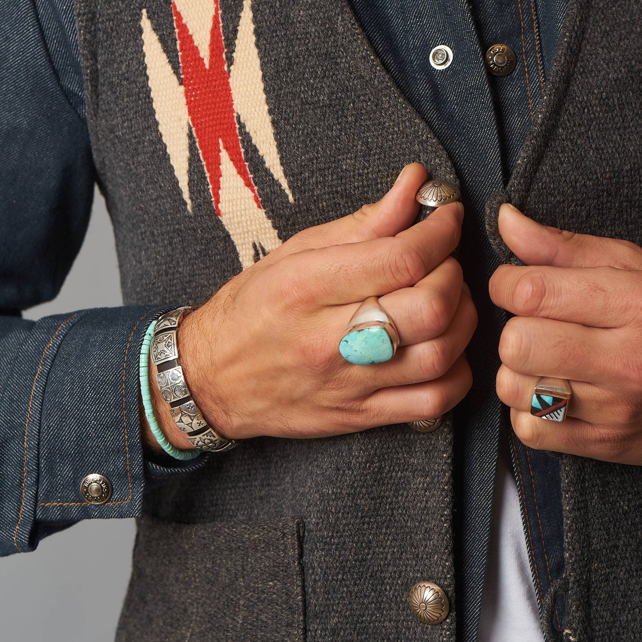 Bague Navajo pour homme BA1202 en turquoise et argent - Harpo Paris