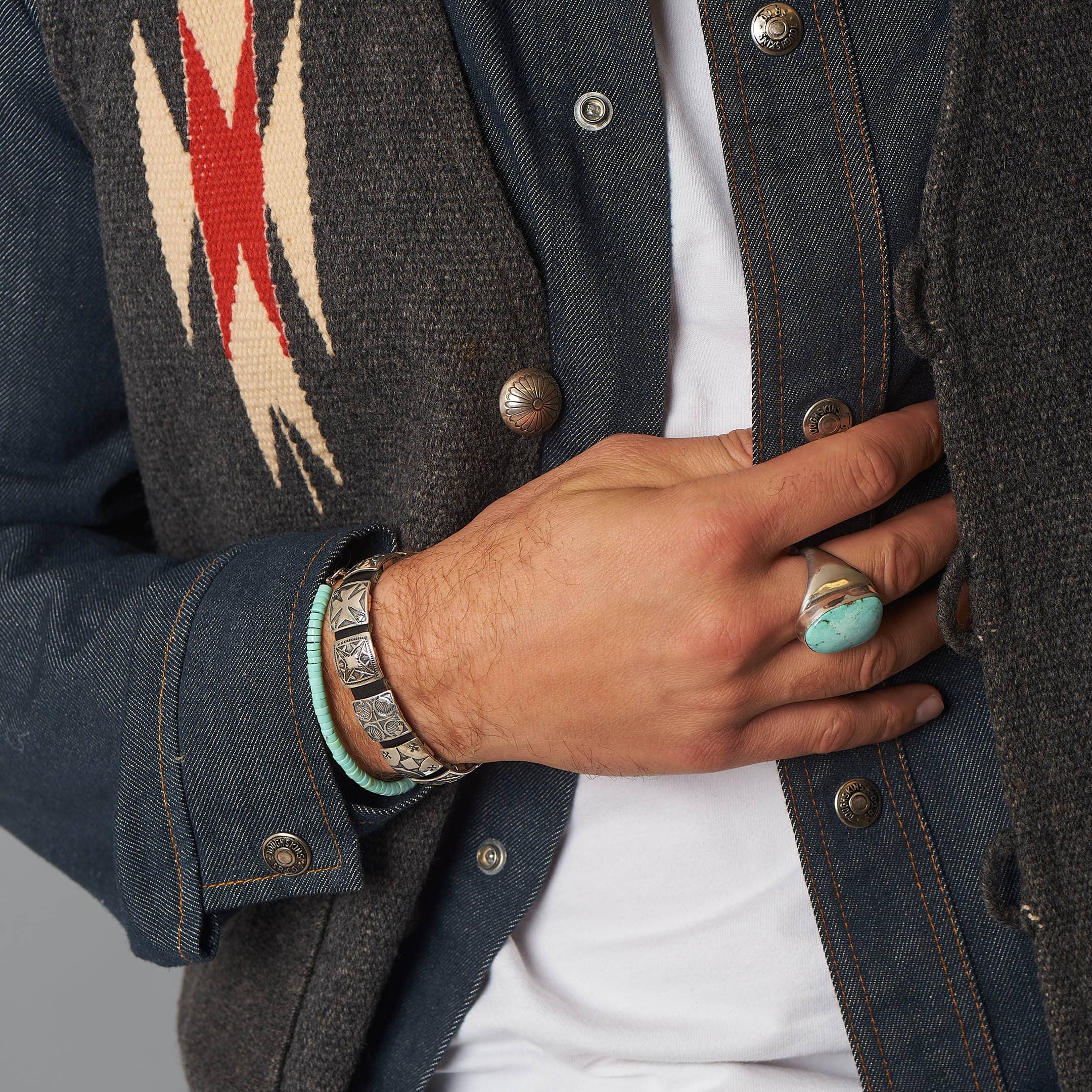 Bague Navajo pour homme BA1202 en turquoise et argent - Harpo Paris