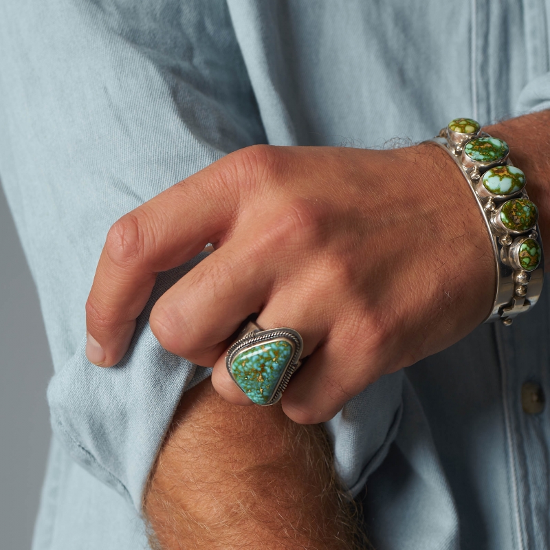 Navajo ring for men BA1233 in turquoise and silver - Harpo Paris