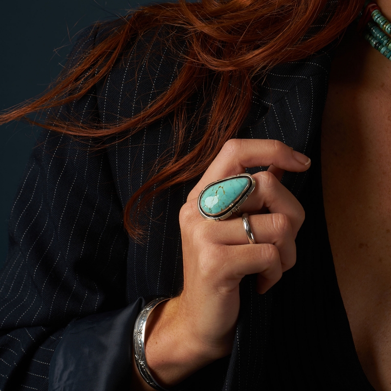 Navajo ring for women BA1188 in turquoise and silver - Harpo Paris