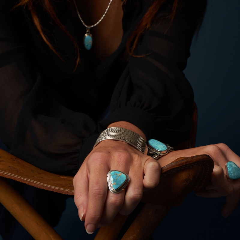 Navajo ring for women BA1205 in turquoise and silver - Harpo Paris