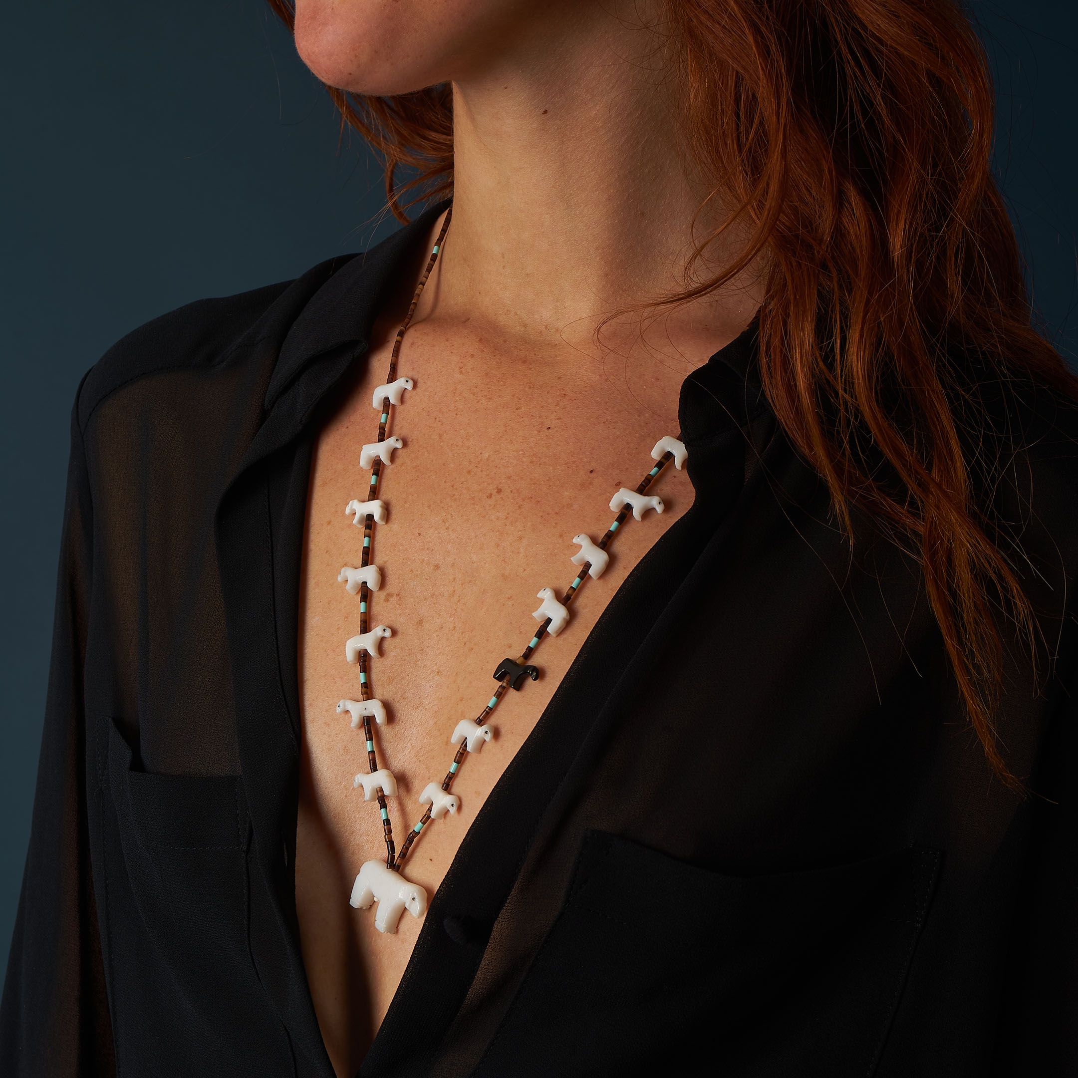 Zuni fetish necklace COFEw30 sheeps - Harpo Paris