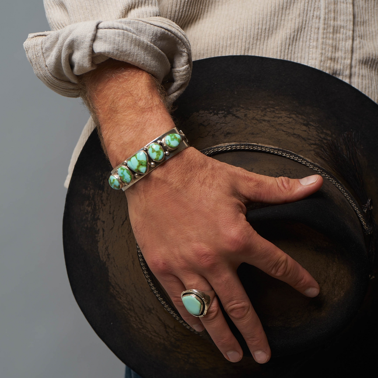 Turquoise bracelet for men with sterling silver