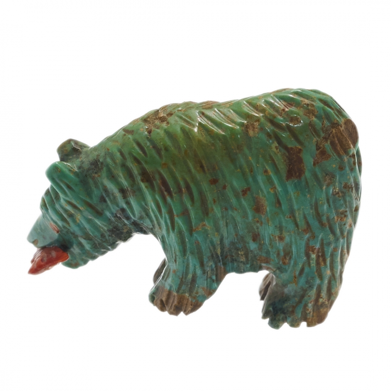 Zuni fetish FE178 bear in turquoise - Harpo Paris