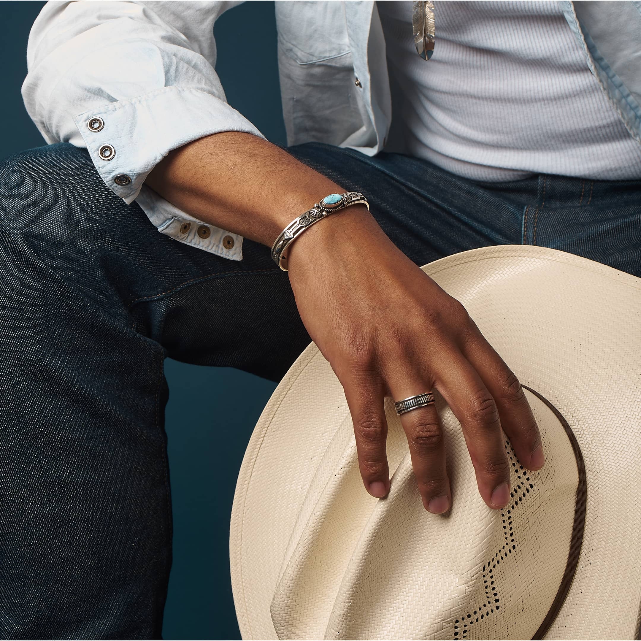 Navajo ring in sterling silver BA1248 - Harpo Paris