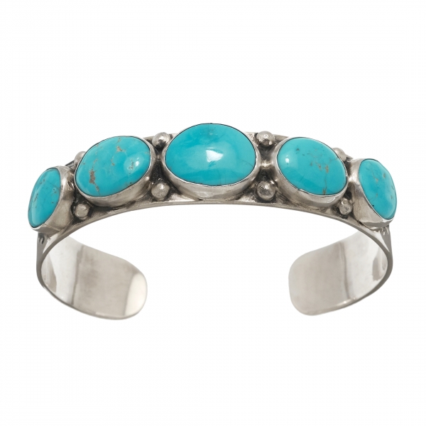 Bracelet Navajo BR737 en turquoises et argent - Harpo Paris