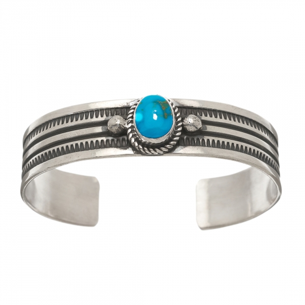 Navajo bracelet BR749 in turquoise and silver - Harpo Paris