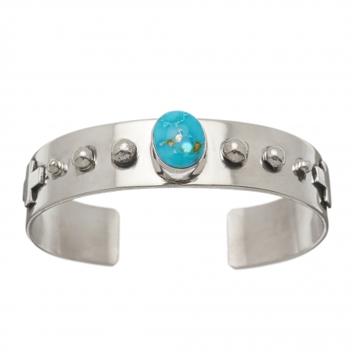 Navajo bracelet BR753 in turquoise and silver - Harpo Paris