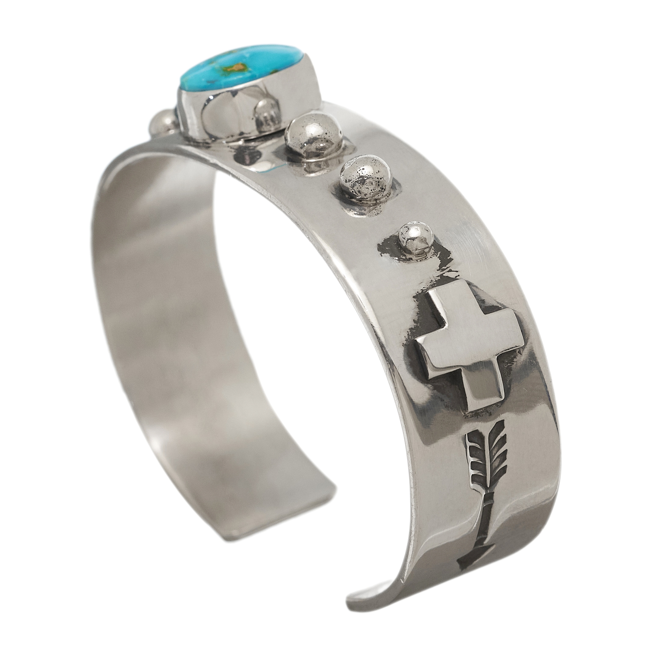 Bracelet Navajo BR753 homme en turquoise et argent - Harpo Paris