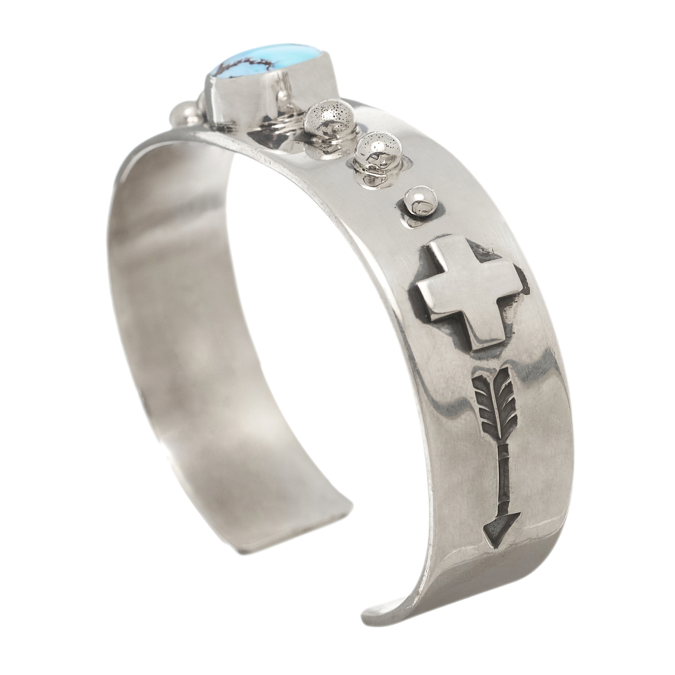 Navajo bracelet for men BR754 in turquoise and silver - Harpo Paris