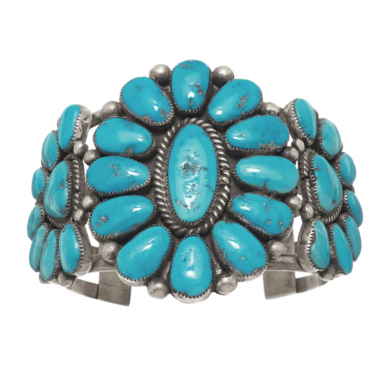 Bracelet BR718 cactus flower in turquoise and silver