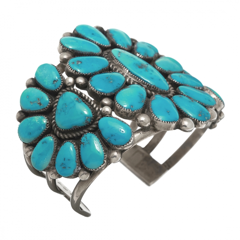 Bracelet BR718 cactus flower in turquoise and silver