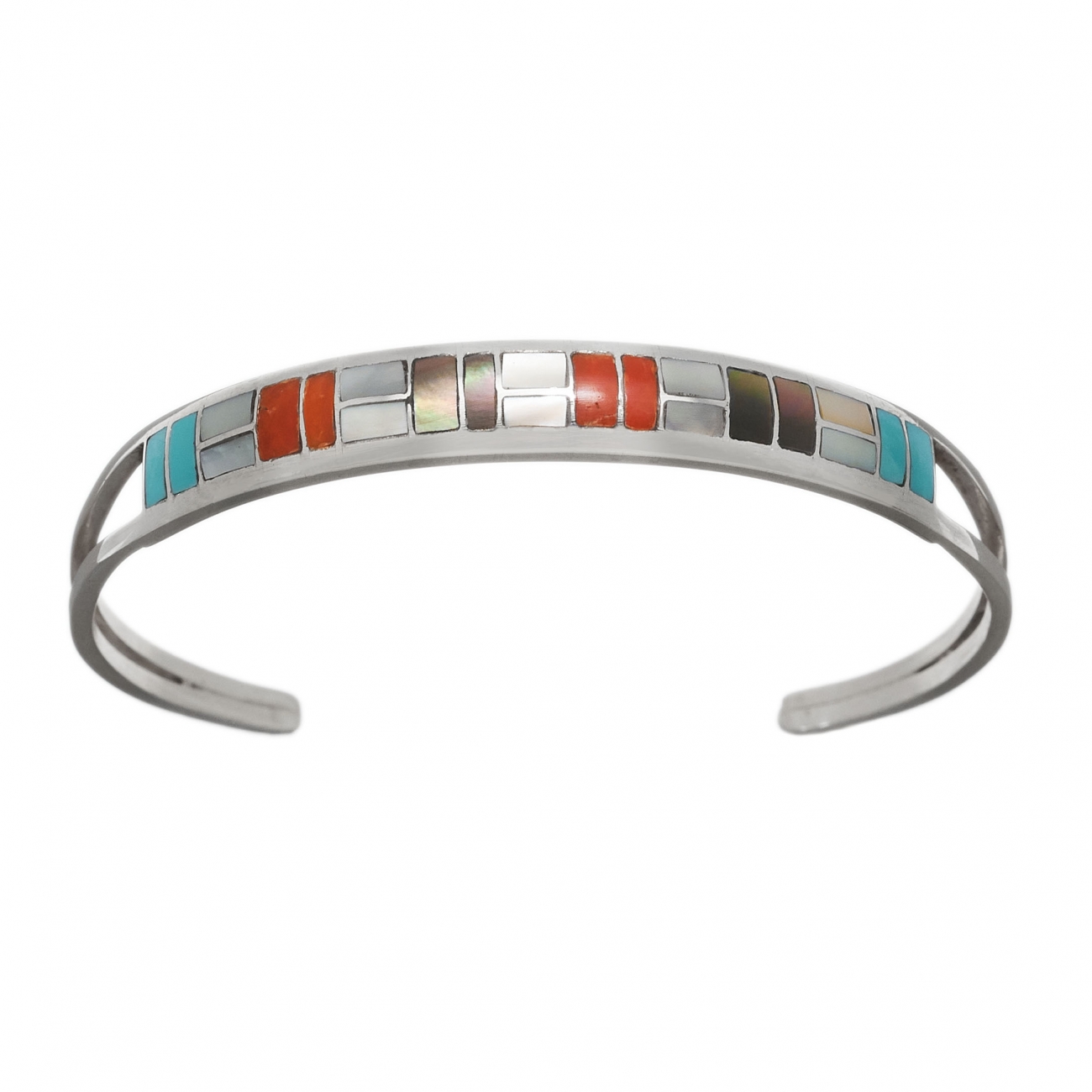 Zuni bracelet BR762 in silver inlaid - Harpo Paris