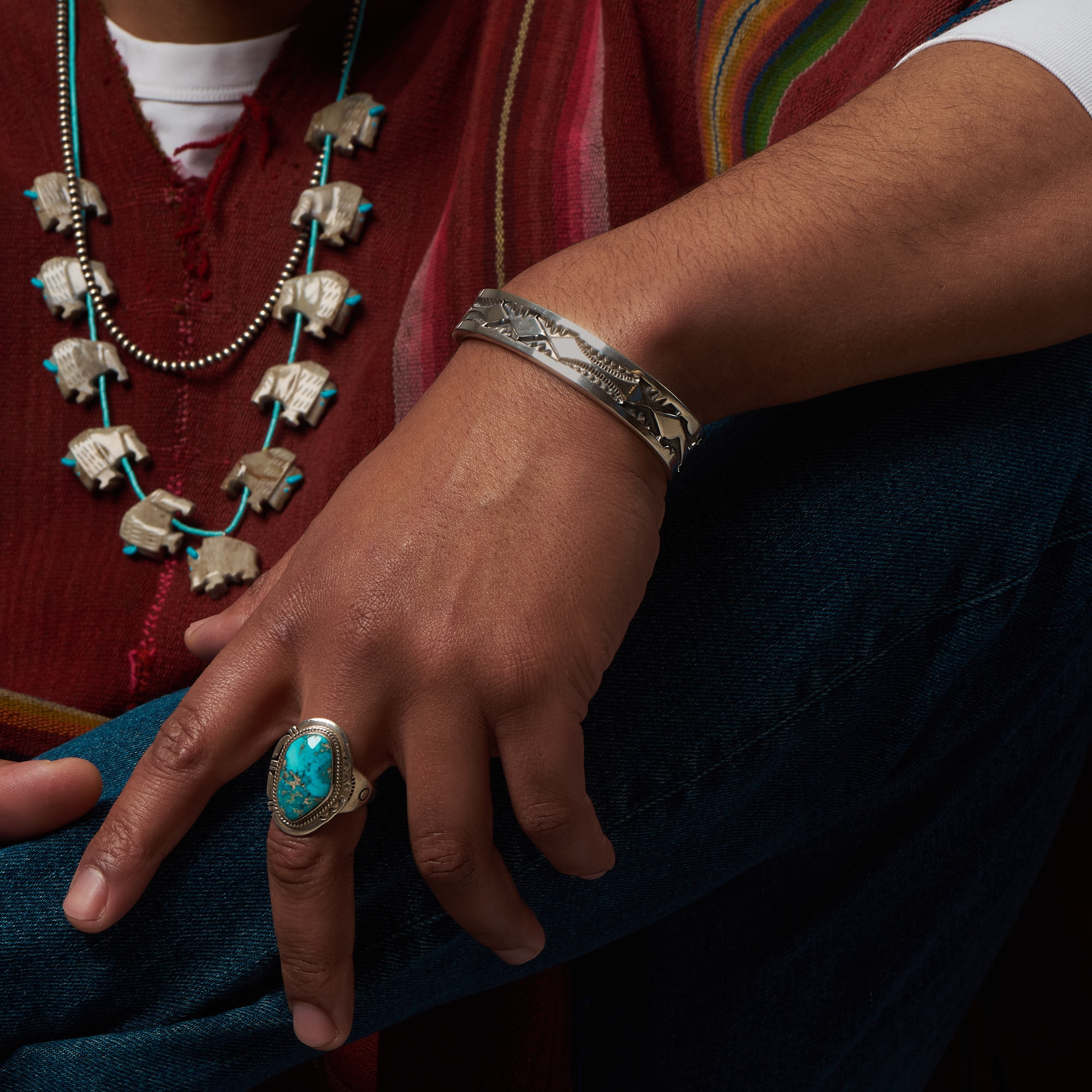 Navajo bracelet BR767 in silver - Harpo Paris