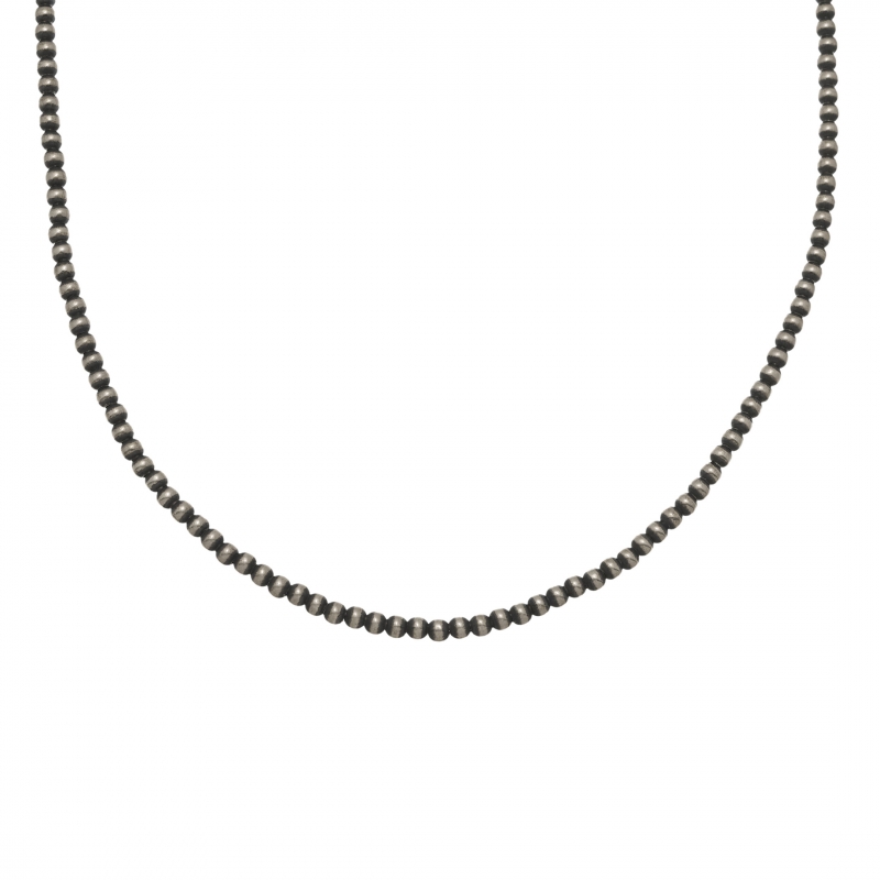Silver beads Navajo necklace COw21 - Harpo Paris