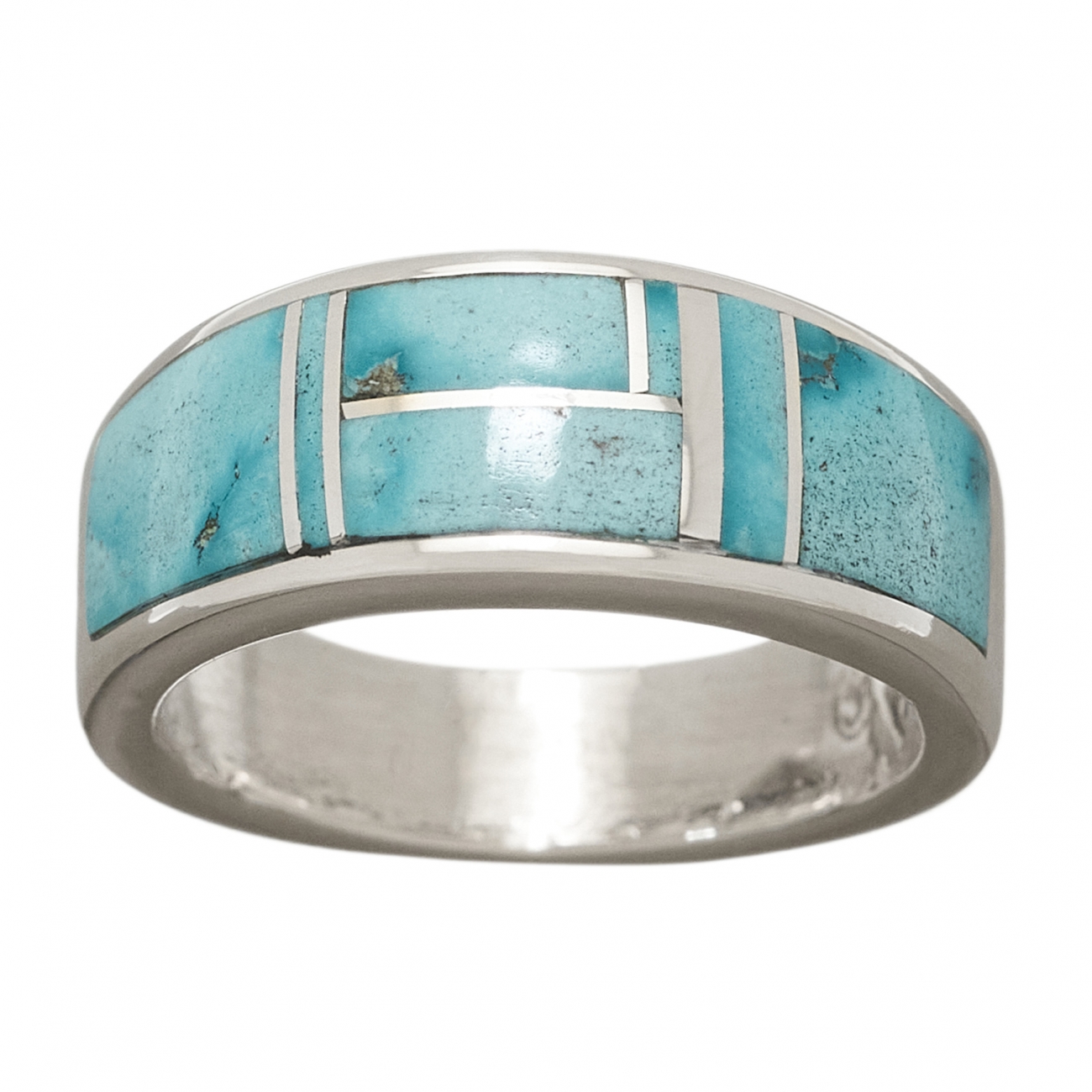 Navajo ring BA1258 in turquoise and silver inlay - Harpo Paris
