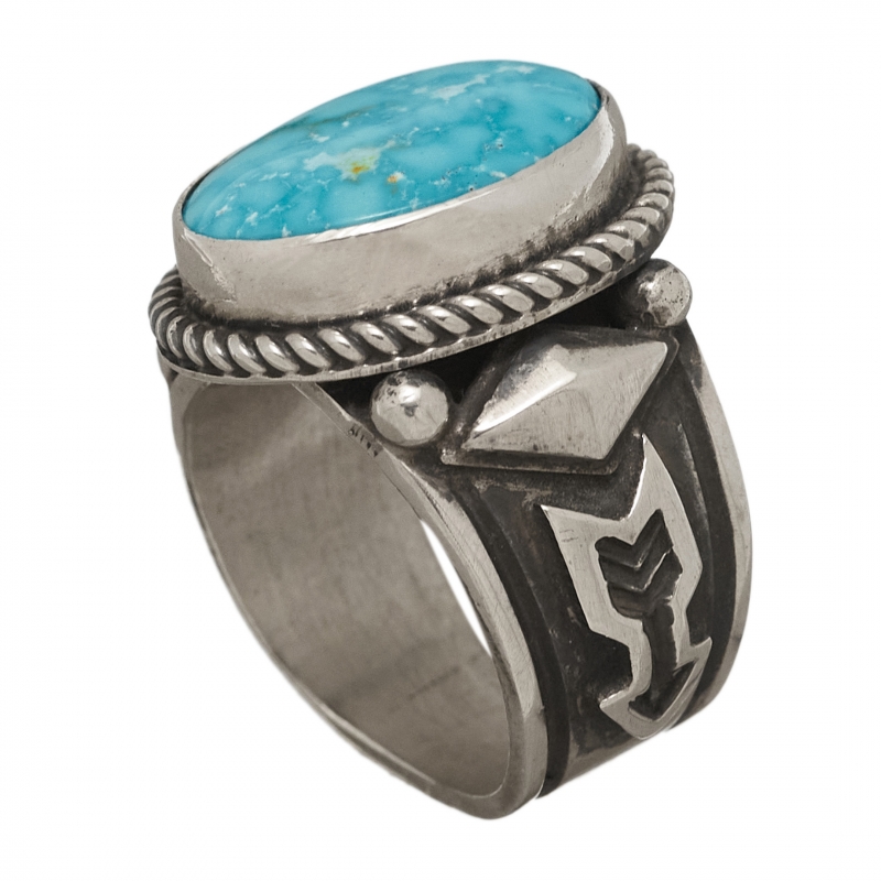 Navajo ring BA1265 in turquoise and silver - Harpo Paris