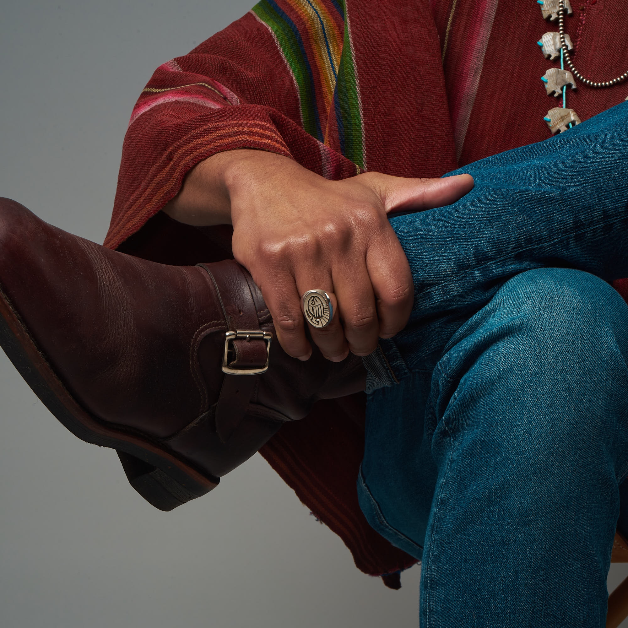 Hopi ring in silver with a bear paw, BA896 - Harpo Paris