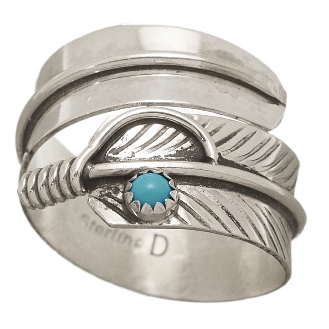 Bague plume BAw01 en argent et turquoise - Harpo Paris