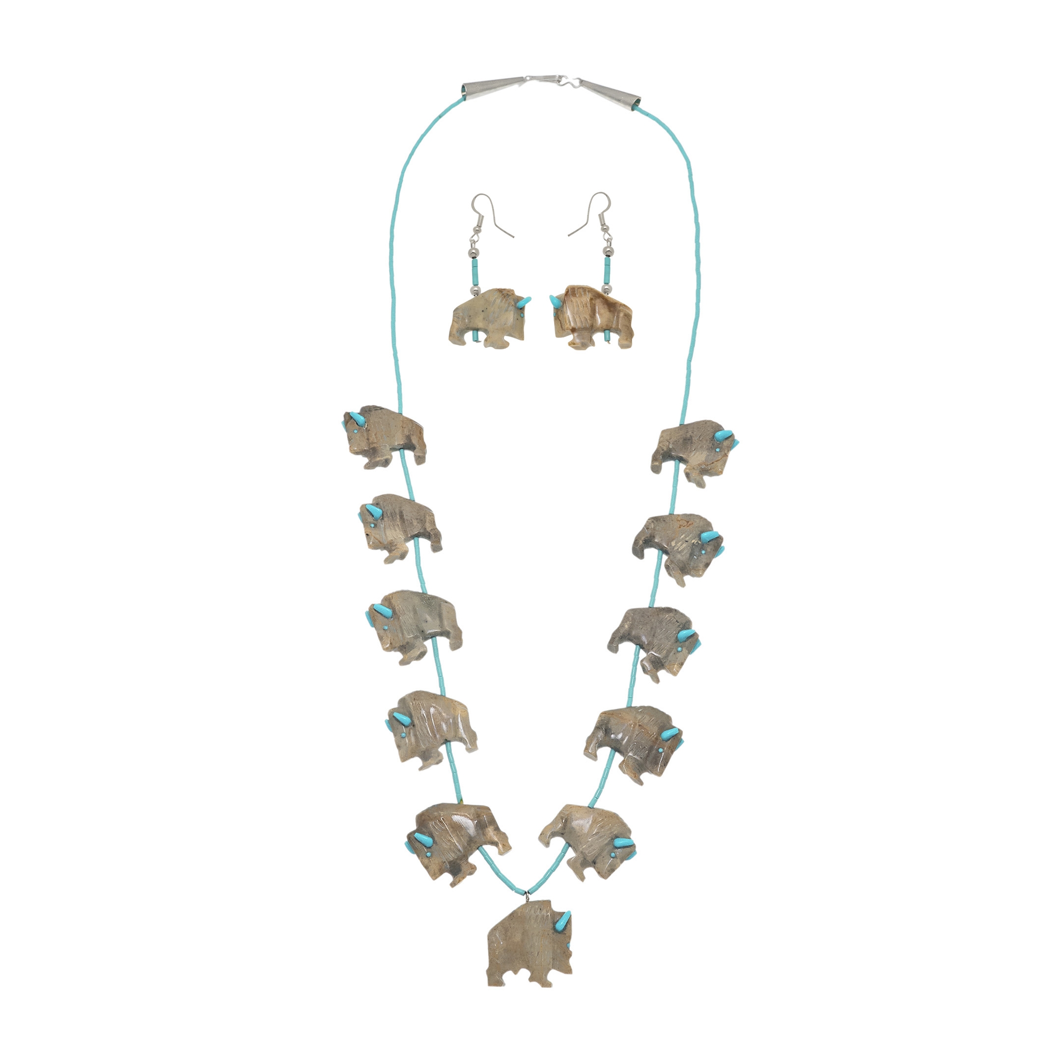 Fetish necklace COFE06 buffaloes in marble - Harpo Paris
