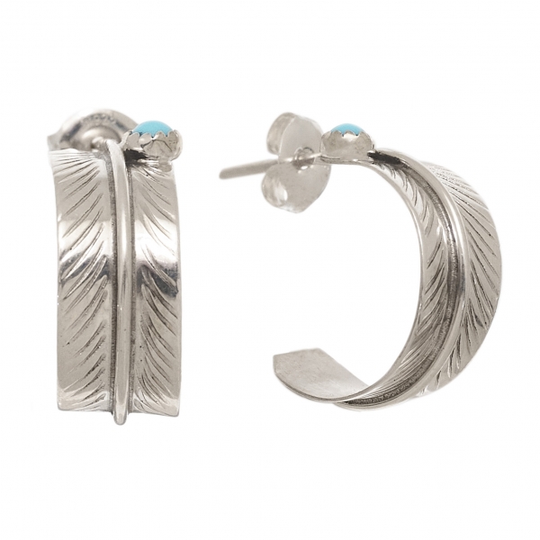 Silver and turquoise earrings BO344 - Harpo Paris