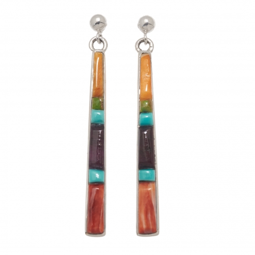 Earrings BO351 in cobble inlay and silver - Harpo Paris