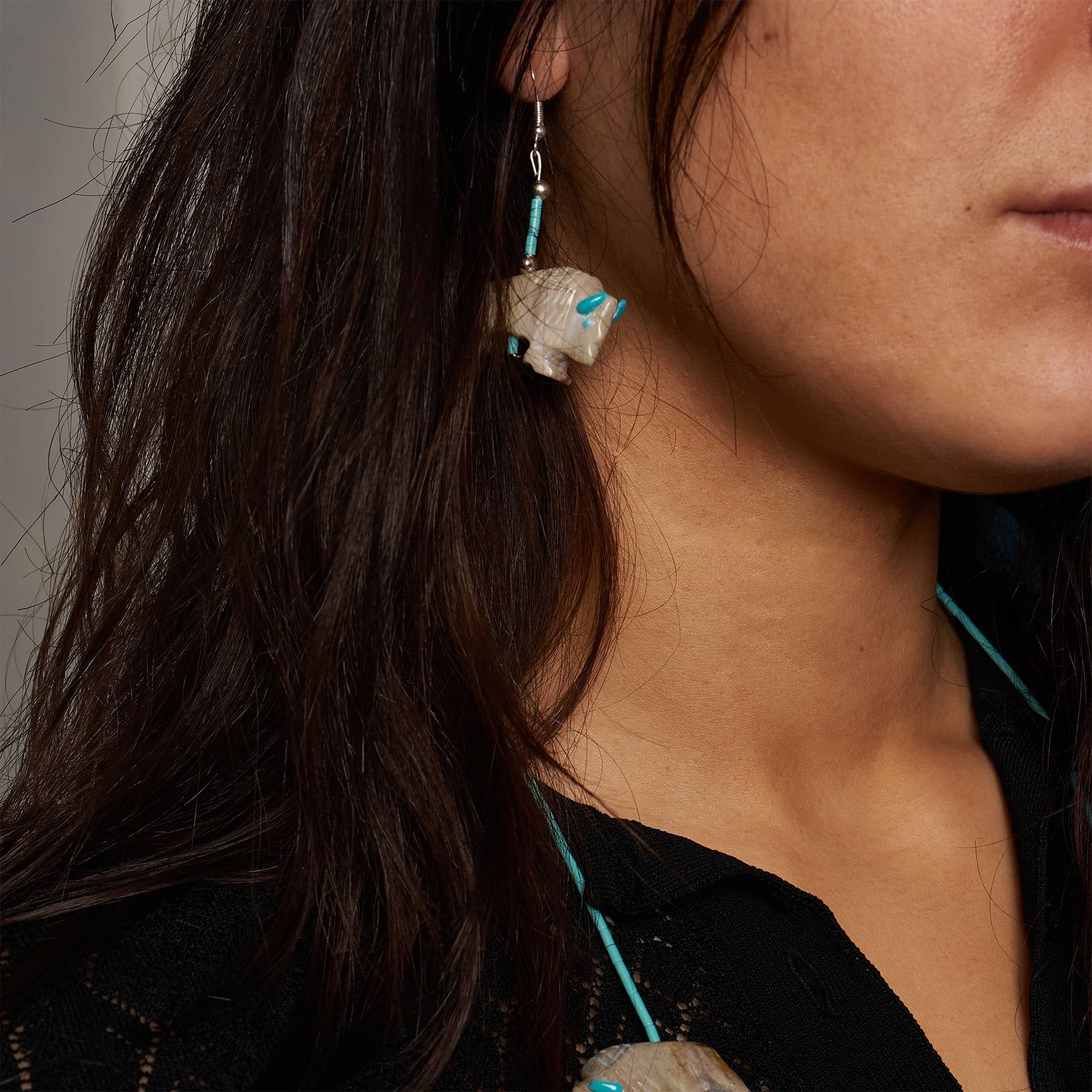 Parure fétiche bison COFE06, collier et boucles d'oreilles - Harpo Paris