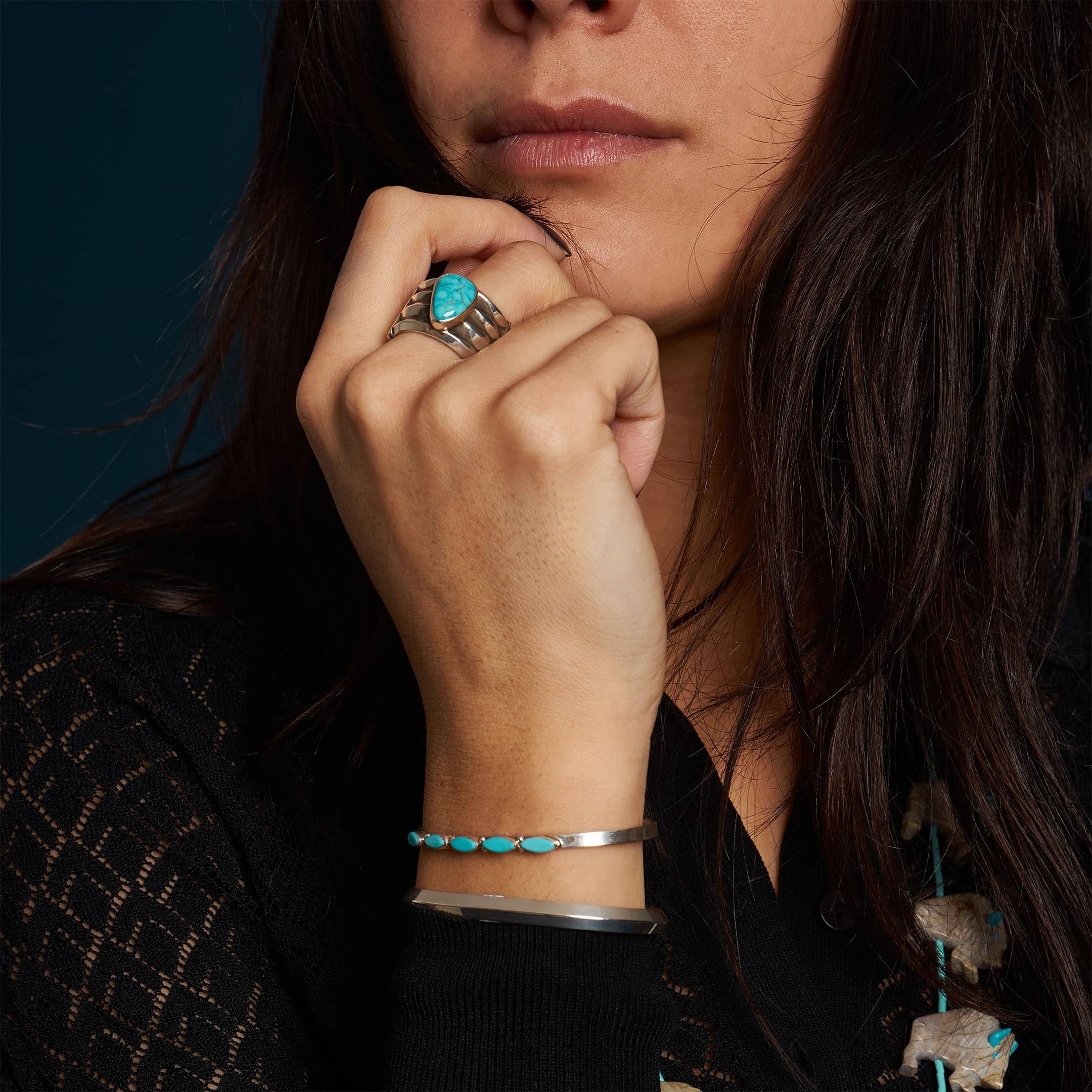 Navajo ring BA1251 in turquoise and silver - Harpo Paris