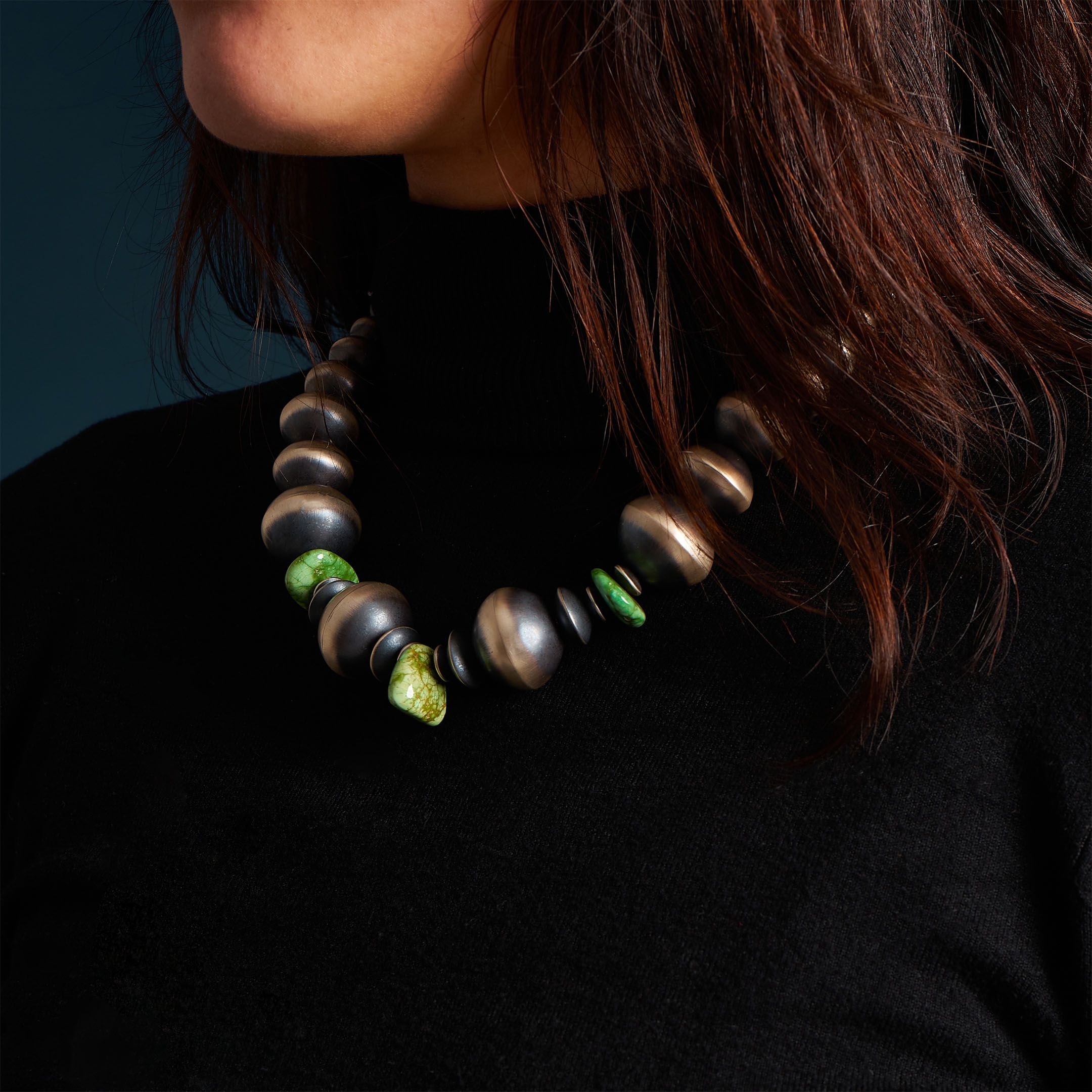 Collier perles argent et turquoise, CO187 - Harpo Paris