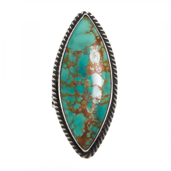 Navajo ring BA1279 in turquoise and mat silver - Harpo Paris