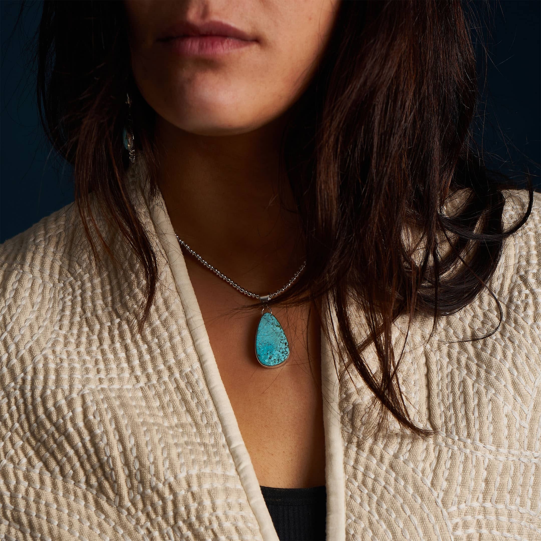 Collier Navajo en argent massif, COw42 - Harpo Paris