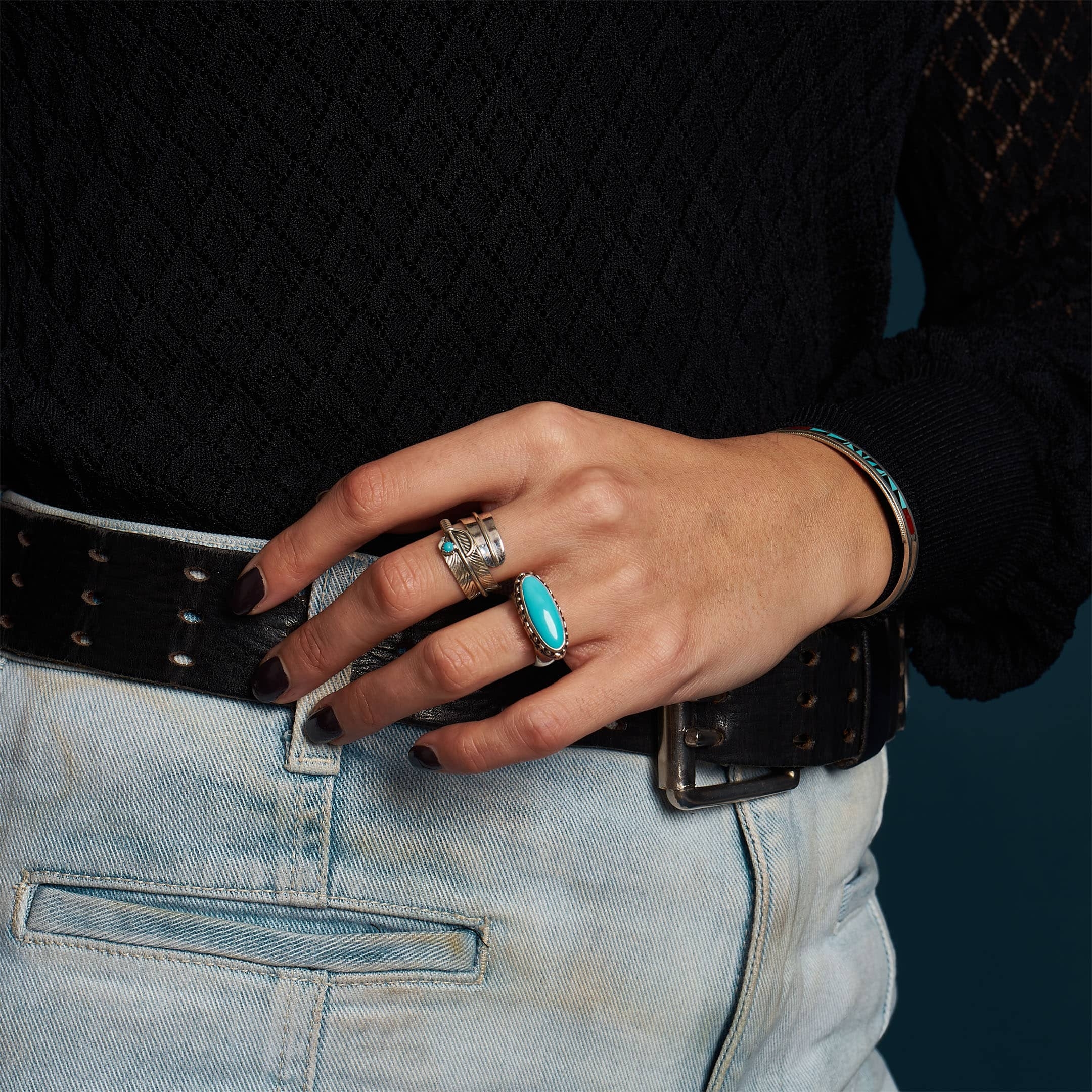 Bague Navajo plume réglable BAw01 - Harpo Paris