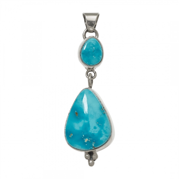 Navajo pendant for women PE426 in turquoise and silver - Harpo Paris