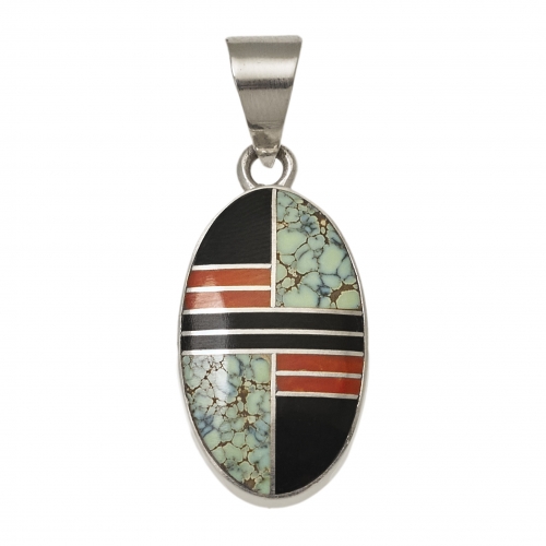 Navajo pendant PE432 inlay and silver - Harpo Paris