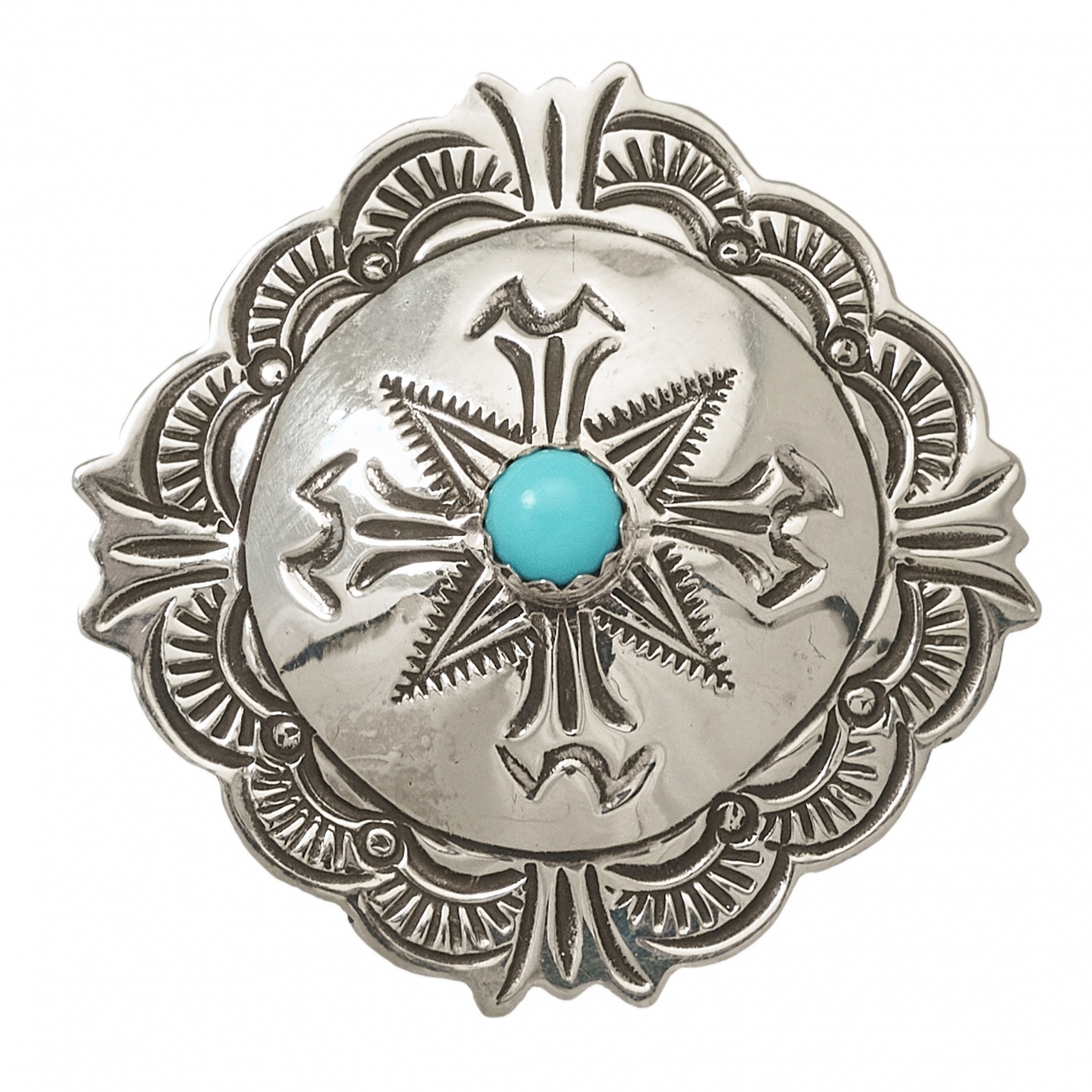 Broche Concho BRO33 argent et turquoise - Harpo Paris