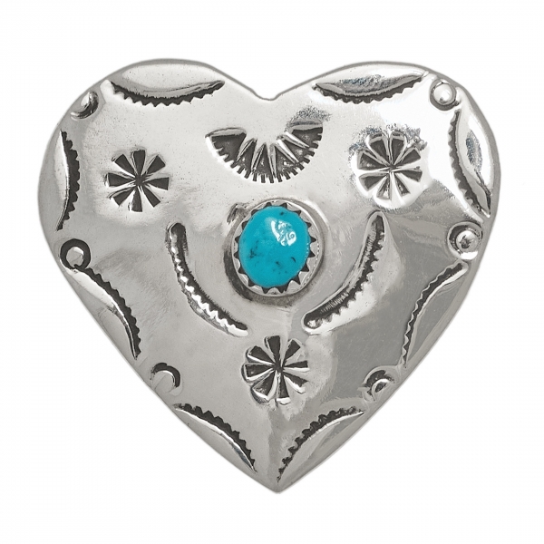 Turquoise and silver heart brooch BRO85  - Harpo Paris