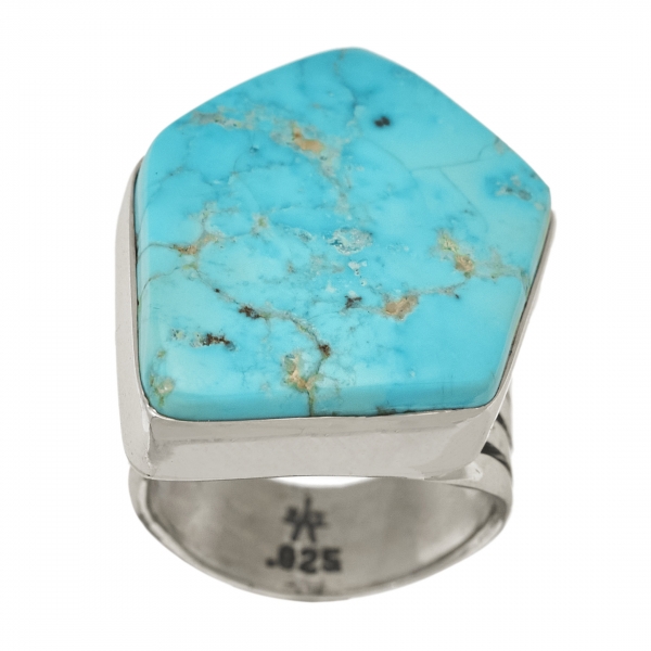 BA1322 turquoise and silver harpo ring